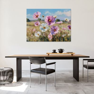 Leinwandbild Blumen Natur Wiese Leinwand Bilder Wanddeko Wohnzimmer Schlafzimmer