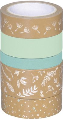 HEYDA Deko Tape Natur Blätter blau