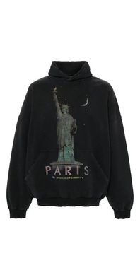 Balenciaga Paris Liberty distressed Hoodie schwarz Herren