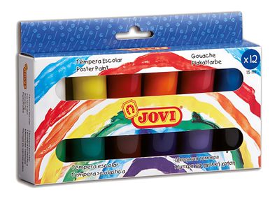 Jovi Flüssige Plakatfarbe 12er Etui, je 15ml, farbig sortiert