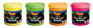 Jovi Fosforescente Tempera 4er Schachtel, Neon Farben, 55ml