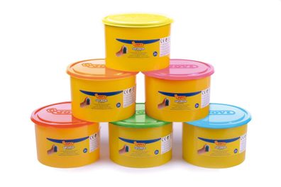 Jovi Soft Dough Blandiver Knetmasse 6er Kasten, 460g Dosen, Neon Farben