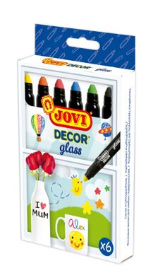 Jovi DECOR glass Wachsmalstifte 6er Schachtel, farbig sortiert
