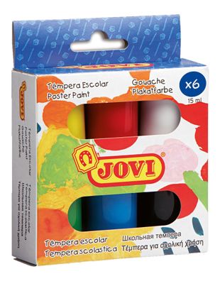 Jovi Flüssige Plakatfarbe 6er Etui, je 15ml, farbig sortiert