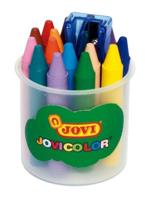 Jovi Jovicolor Wachsstifte 16er Dose mit 1 Spitzer, sortiert