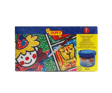 Jovi Flüssige Plakatfarbe 7er Schachtel, je 35ml mit Pinsel