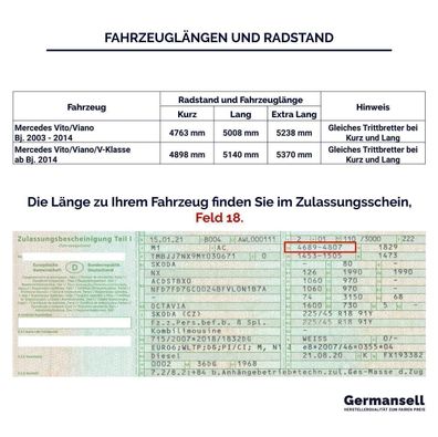 Dachreling passend für Mercedes Vito Viano Lang Bj. 2004-2014 - Farbe: