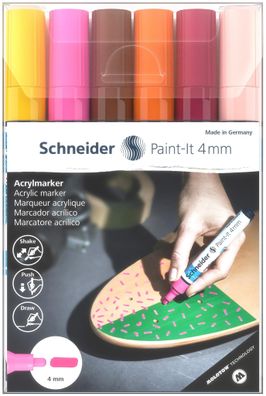 Schneider Acrylmarker Paint-It 320 4mm Set 3 6er Etui, farbig sortiert