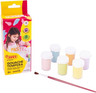 Jovi Flüssige Plakatfarbe Pastell 6er Etui, je 15ml, farbig sortiert