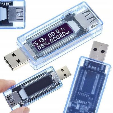 Rosfix USB Tester KWS-V20 – LCD Anzeige 4–20V 0–3A | Kompakt & Präzise