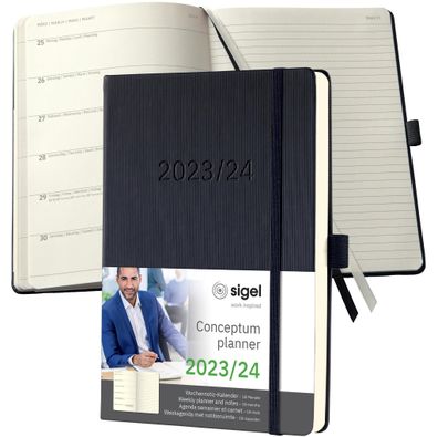 Wochennotiz-Kalender Conceptum23/24 18 Mon. Hardcover black 256S. caA5