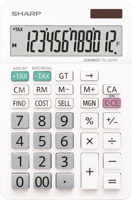 Sharp Tischrechner anzeigend EL-334 W 12 Stellen, Solar/Batterie