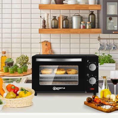 10L Mini Backofen 60 min. Timer 650W 100-230°C Pizzaofen freistehend Camping