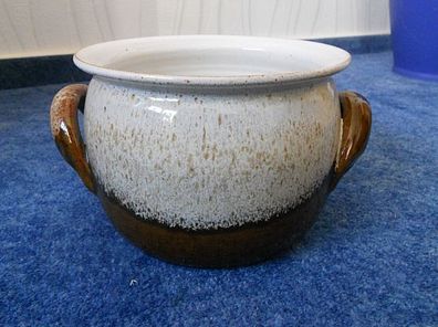 schöner Schmalztopf / Keramiktopf/ Blumentopf--braun/ beige Keramik glasiert