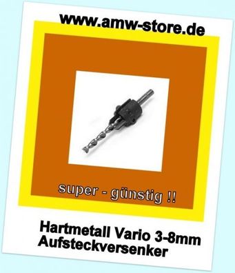 Famag 2202 HM Vario Senker 3- 8mm 3,4,5,6,7,8 mm Hartmetall Aufsteck Versenker Kraus