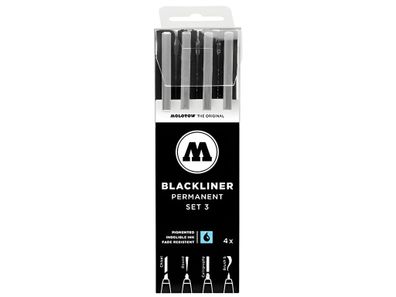 Molotow Blackliner Permanent Set 3 4er Etui, Spezialspitzen sortiert