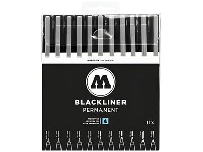 Molotow Blackliner Permanent Complete Set 11er Etui, Strichstärken sortiert