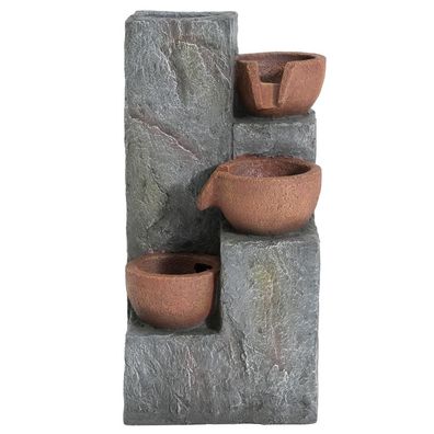 Gartenbrunnen Zierbrunnen Standbrunnen Wasserfall 230V Grau Resin