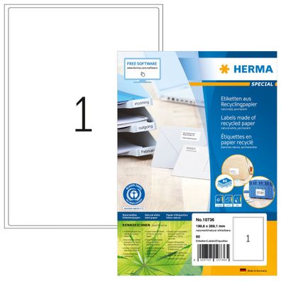 Herma Etiketten permanent 199,6 x 289,1 mm naturweiss 80 Bl 80 Etik