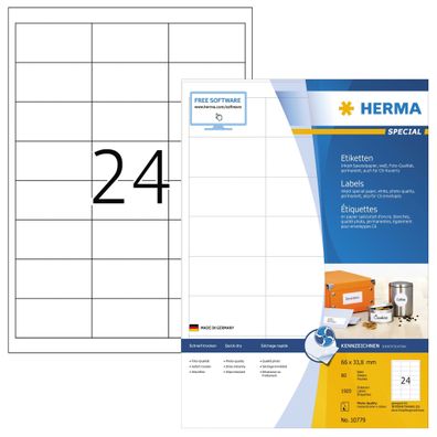 Herma Etiketten permanent haftend 66 x 33,8 mm weiss 80 Bl 1920 Etik