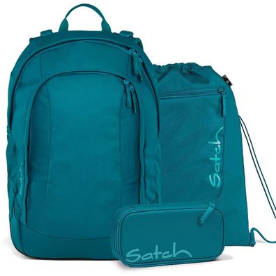 satch Set aus air + Sportbeutel + Schlamperbox 26, Deep Petrol, Mädchen & Jungen