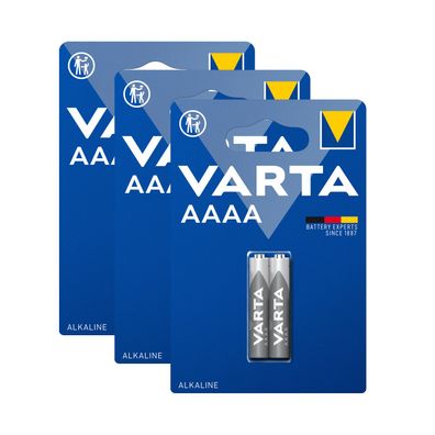 3x Varta Batterie Alkaline Mini AAAA LR8D425 1,5V Professional 2er Blister