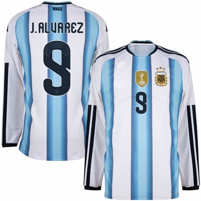 Argentinien Fußball Trikot WM 2026 langärmeliges Heimtrikot Herren J. Alvarez 9