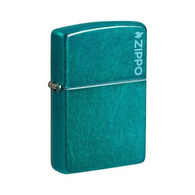 Zippo Benzin-Feuerzeug Candy Teal Zippo Logo 60007678, unbefüllt