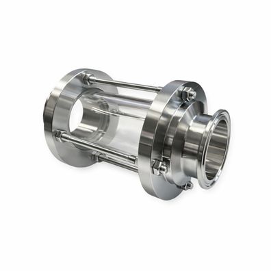 Clamp-Schauglas aus Borosilikatglas mit Schutzstäben - Edelstahl 1.4301, 16 bar / (N