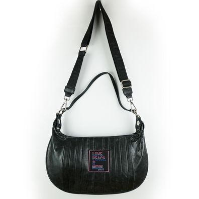 Love Peace Moin Tasche schwarz aus Leder goldmarie Handtasche Mitch Neonschrift-Label
