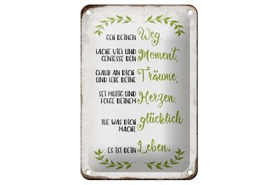 Blechschild geh deinen Weg lache viel, 3 verschied. Größen, Deko Spruch