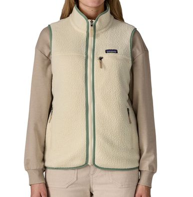 Patagonia Women Weste Retro Pile natural w/ellwood green - Größe: L