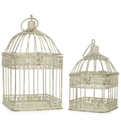 Pflanzkäfig Dekokäfig Käfig Vogelkäfig 2er Set Shabby Antik Stil Vogel CB100W