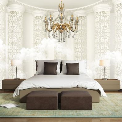 Moderne 3D Wandtapete Römische Säulen Kristallleuchter Hintergrund 8373