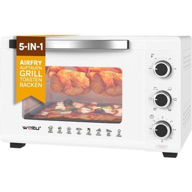 WOLTU 32L Backofen 1600W 60Min. Timer, 5 Heizmodi + Drehspieß, 100-230 °C. Weiß NEU