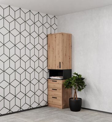 Geschlossenes Dekoregal Standregal Grant 06A mit 3 Schubladen Regal mit 3 Fächer