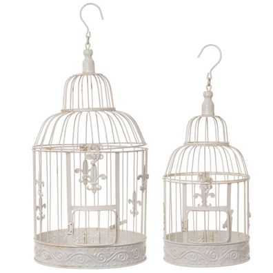 Deko-Vogelkäfig weiß rund Pflanzkäfig Dekokäfig für Blumen Kerzen Dekoration