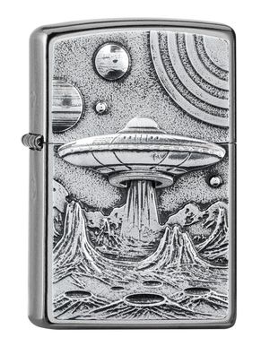 Zippo Feuerzeug Alien Life Emblem Satin Chrome