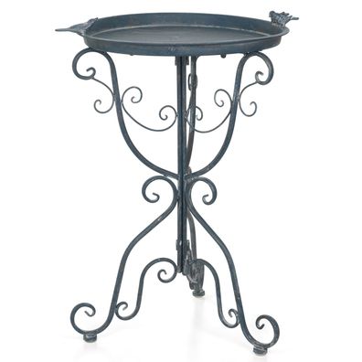 Moritz Vogeltränke Höhe 74cm Vogelbad blau mit drei kleinen Vögeln auf Wasserschale