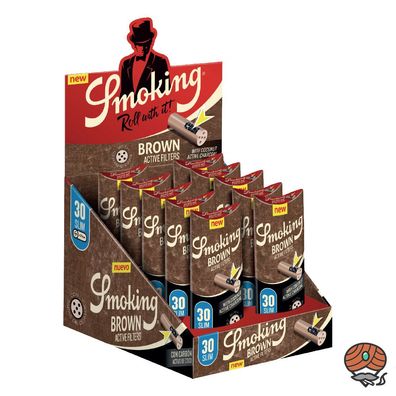 Smoking Brown Active Filters, 1 Box - 10 Packungen à 30 Aktivkohlefilter