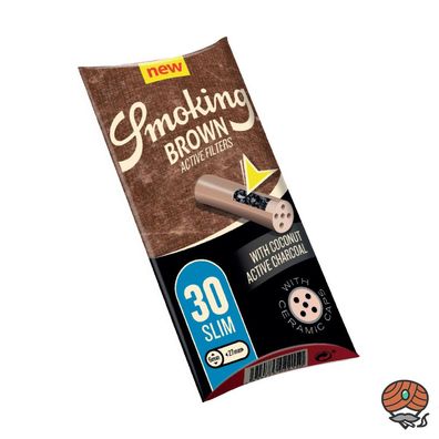 Smoking Brown Active Filters, 1 Packung à 30 Aktivkohlefilter, Slim 6 mm
