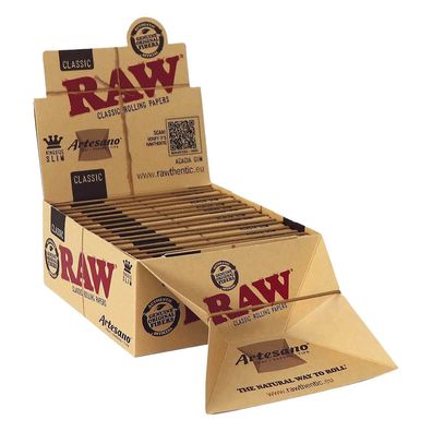 RAW Artesano King Size Slim Papers, 15 Hefte à 32 Blatt + 32 Tips + Tray