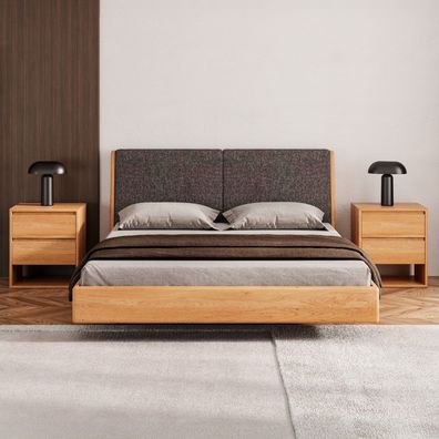 Schwebebett Lumo aus massivem Eichenholz