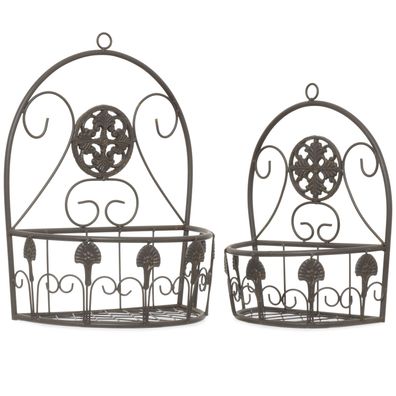 2er Set Metall Wandkörbe Pflanzkörbe braun Blumentopfhalter Wandmontage Landhaus