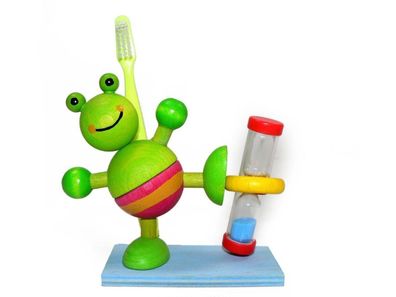 Holzdekoration Zahnputzuhr Frosch BxLxH 110x70x100mm NEU Putzen Uhr Sanduhr