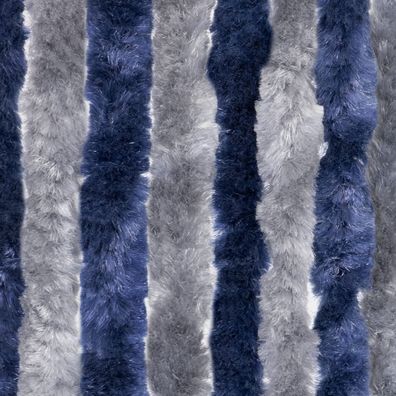 Moritz Flauschvorhang aus Chenille 90 x 200 cm blau grau Türvorhang als Fliegenschutz
