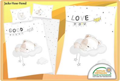 Babybettwäsche Babydecke Bettwäsche Kuscheldecke Wolke Bär Sleeping little Baer NEU