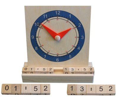 Lernspielzeug Lernuhr Analog &amp; Digital BxH 17,5x20cm NEU Uhr Holzuhr Wecker Zeit