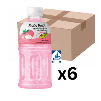 6er-Pack Mogu Mogu Litschi Getränk mit Nata de Coco 320ml (inkl. 1,50€ EINWEG-Pfand)