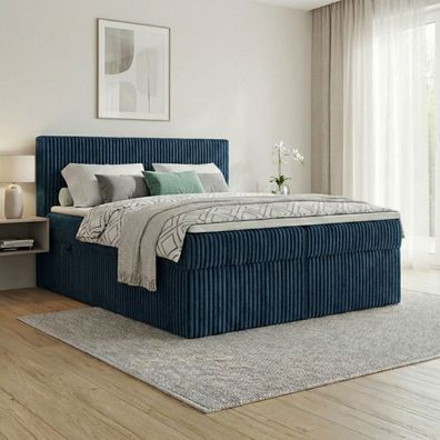 Boxspringbett RALF mit Bettkasten und Topper H2/H3/H4 - Doppelbett in vielen Größen